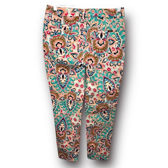 Chicos Size S So Slimming Colorful Stretch Bombay Paisley Girlfriend Ankle Jeans - Picture 3 of 15